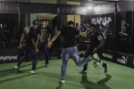 K.Reubenm Khairul Azhan, Mahali Jasuli and Razman Roslan having a kickabout in the 2v2 caged football challenge-min